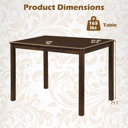 Farmhouse Kitchen Table for 4, Solid Rubber Wood, Brown