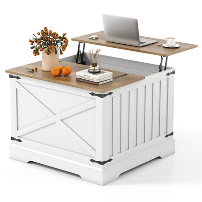 Farmhouse Lift Top Coffee Table with Hidden Storage Compartment, Brown Coffee Tables at Gallery Canada