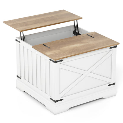 Farmhouse Lift Top Coffee Table with Hidden Storage Compartment, Brown Coffee Tables at Gallery Canada