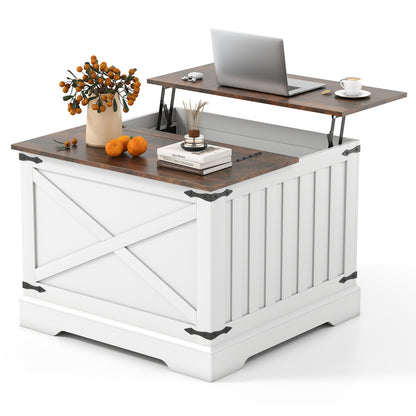 Farmhouse Lift Top Coffee Table with Hidden Storage Compartment, Rustic Brown Coffee Tables at Gallery Canada