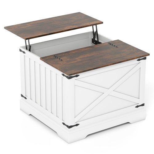 Farmhouse Lift Top Coffee Table with Hidden Storage Compartment, Rustic Brown