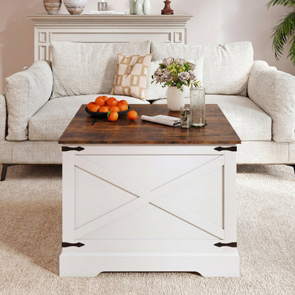 Farmhouse Lift Top Coffee Table with Hidden Storage Compartment, Rustic Brown Coffee Tables at Gallery Canada