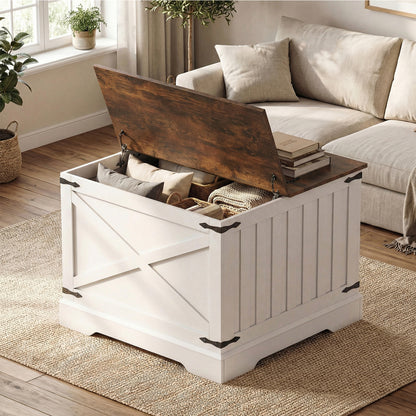 Farmhouse Lift Top Coffee Table with Hidden Storage Compartment, Rustic Brown Coffee Tables at Gallery Canada
