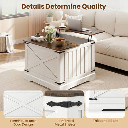 Farmhouse Lift Top Coffee Table with Hidden Storage Compartment, Rustic Brown Coffee Tables at Gallery Canada
