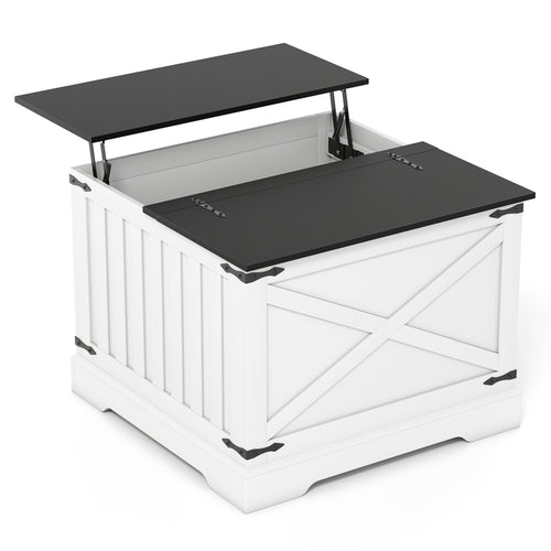 Farmhouse Lift Top Coffee Table with Hidden Storage Compartment, Black