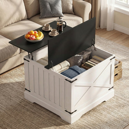 Farmhouse Lift Top Coffee Table with Hidden Storage Compartment, Black Coffee Tables at Gallery Canada
