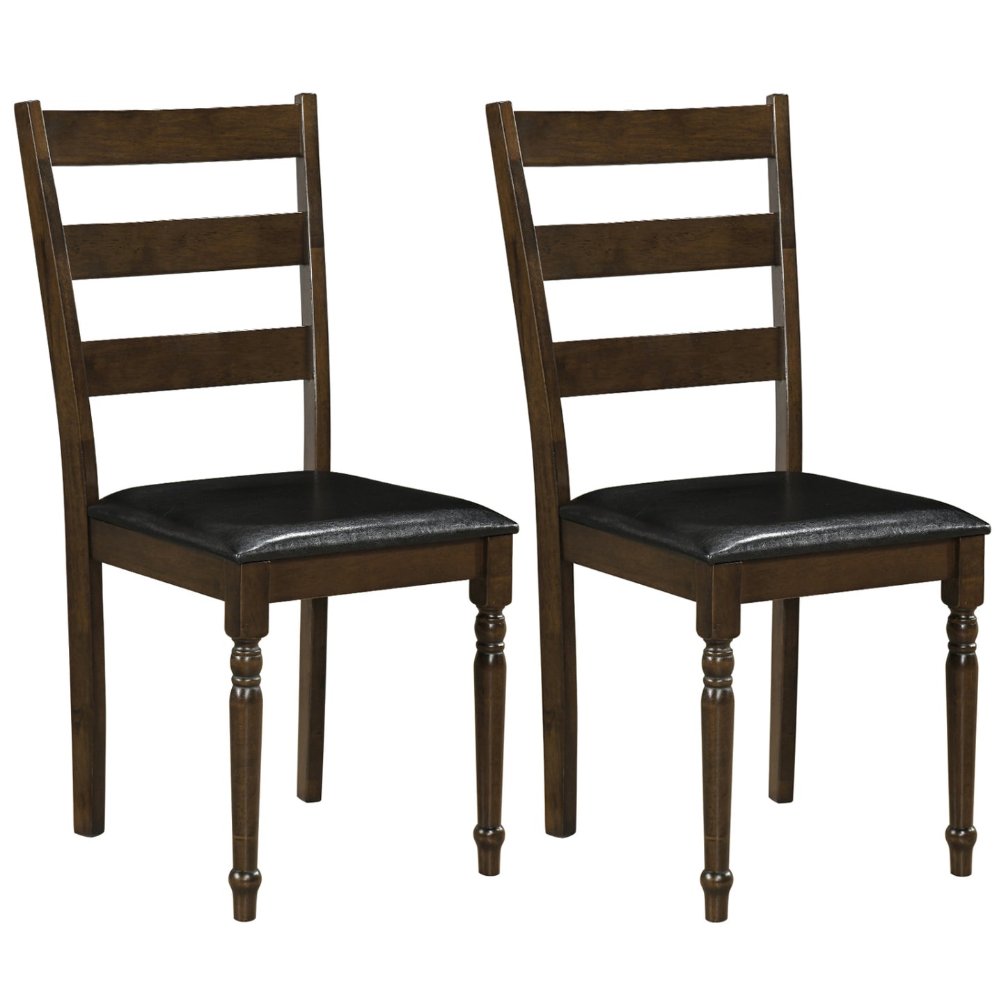 Chaises de salle à manger en cuir PU de style ferme, lot de 2, marron