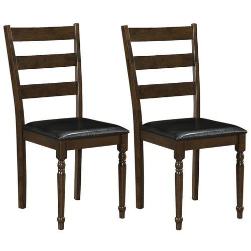 Farmhouse PU Leather Dining Chairs Set of 2, Brown
