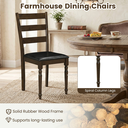 Chaises de salle à manger en cuir PU de style ferme, lot de 2, marron