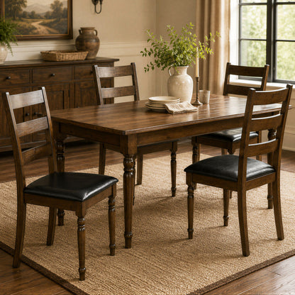 Farmhouse PU Leather Dining Chairs Set of 4, Brown
