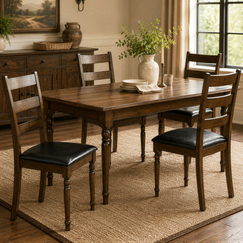 Farmhouse PU Leather Dining Chairs Set of 4, Brown