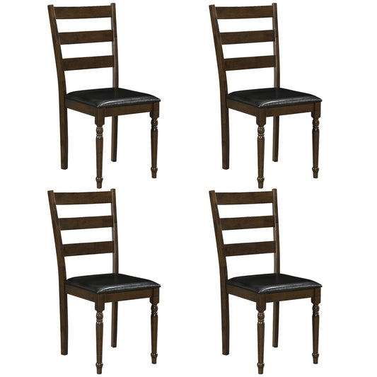 Farmhouse PU Leather Dining Chairs Set of 4, Brown