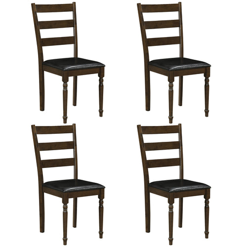 Farmhouse PU Leather Dining Chairs Set of 4, Brown