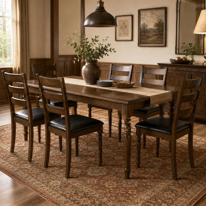 Farmhouse PU Leather Dining Chairs Set of 4, Brown