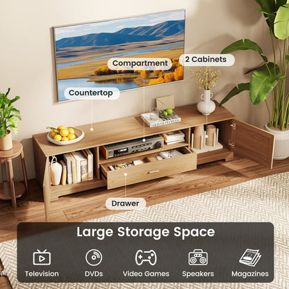 Farmhouse Rustic TV Stand for TVs up to 80", Natural