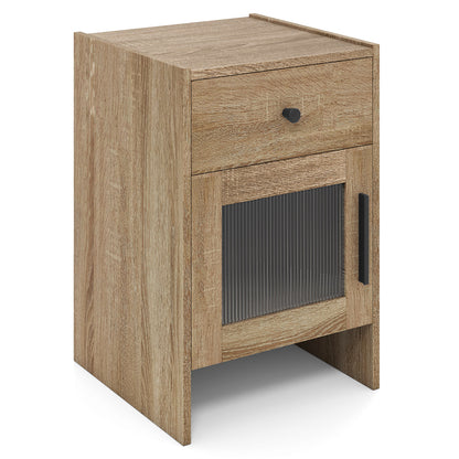 Farmhouse Sofa Side Table, Drawer And Cabinet, Antique Brush, Natural, White End & Side Tables at Gallery Canada