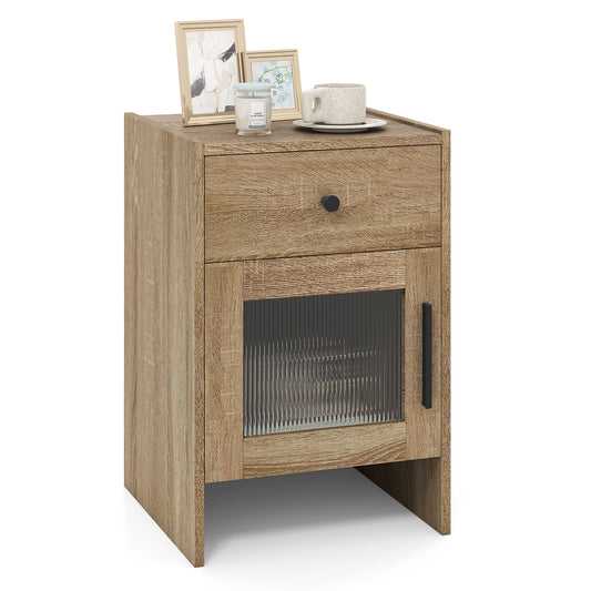 Farmhouse Sofa Side Table, Drawer And Cabinet, Antique Brush, Natural, White End & Side Tables Natural at Gallery Canada