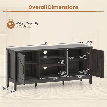 Farmhouse TV Stand for TVs up to 65 Inch Entertainment Center with 2 Storage Cabinets, Gray