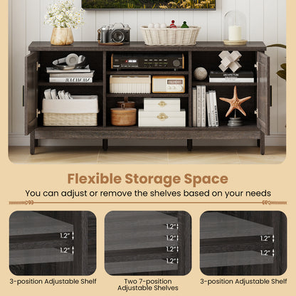 Farmhouse TV Stand for TVs up to 65 Inch Entertainment Center with 2 Storage Cabinets, Gray Entertainment Centers & TV Stands at Gallery Canada