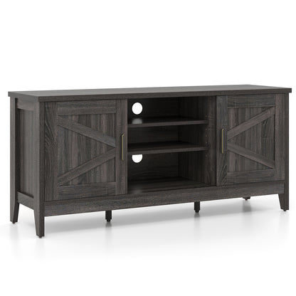 Farmhouse TV Stand for TVs up to 65 Inch Entertainment Center with 2 Storage Cabinets, Gray Entertainment Centers & TV Stands at Gallery Canada