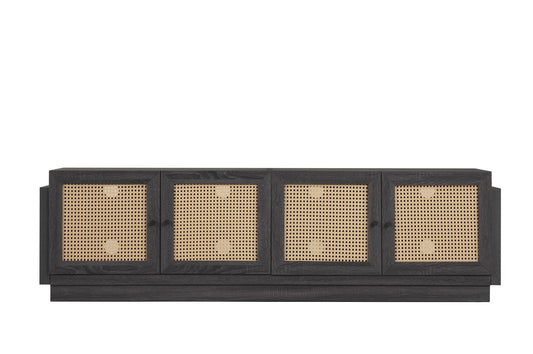 Farmhouse TV Stand for TVs Up to 75 Inches, Black Entertainment Centers & TV Stands Black at Gallery Canada