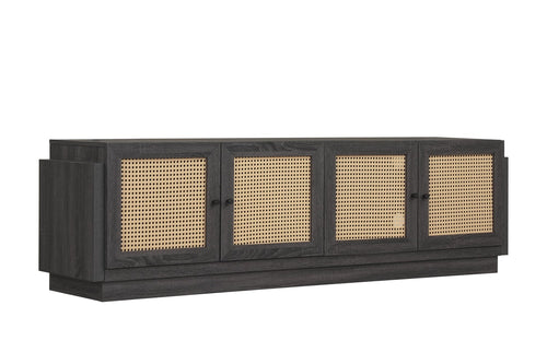 Farmhouse TV Stand for TVs Up to 75 Inches, Black