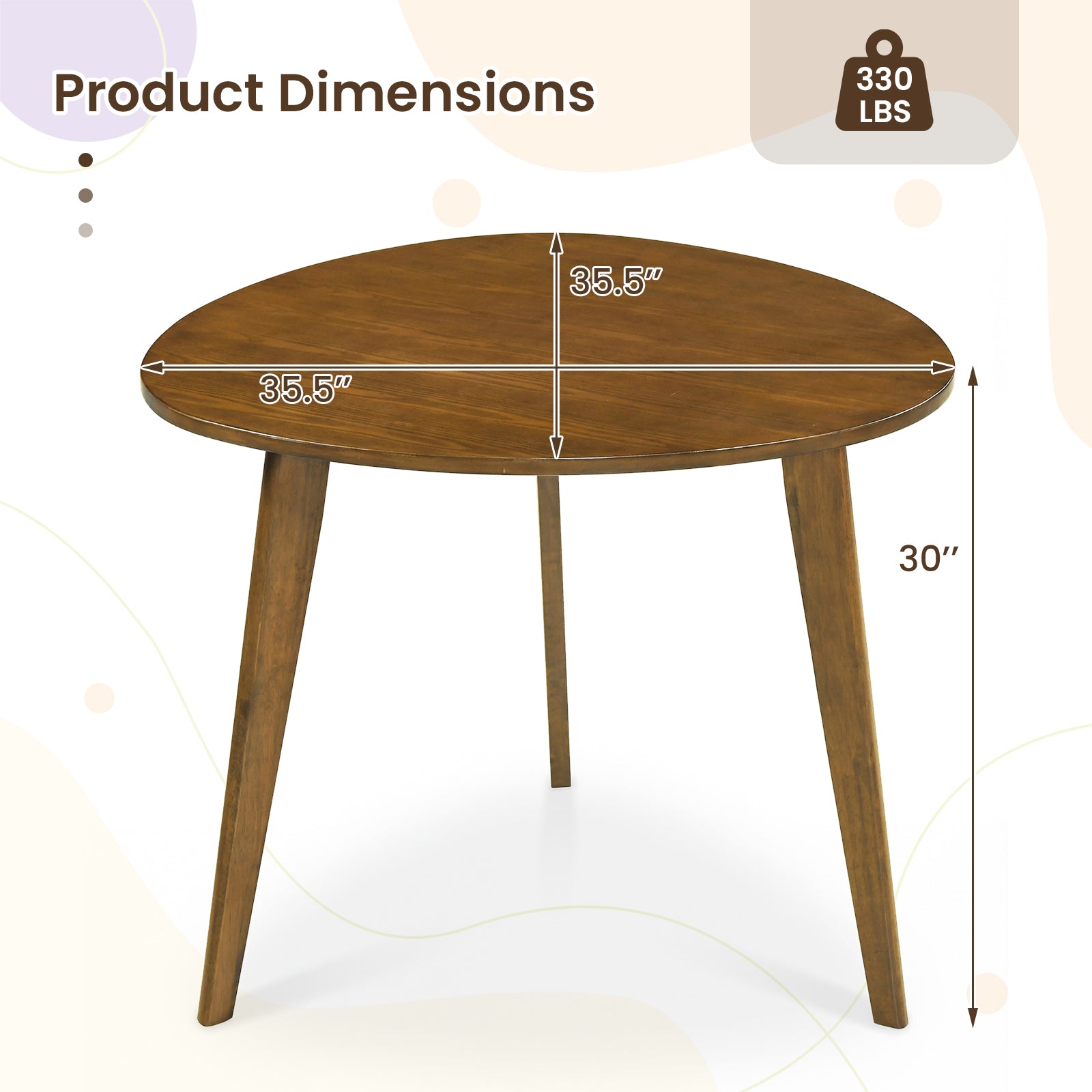 Farmhouse Wooden Round Dining Table for 4, Walnut Dining Tables at Gallery Canada