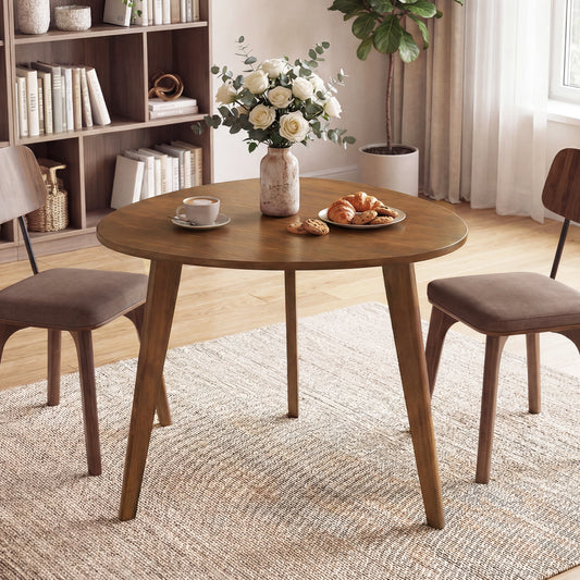 Farmhouse Wooden Round Dining Table for 4, Walnut Dining Tables Walnut at Gallery Canada