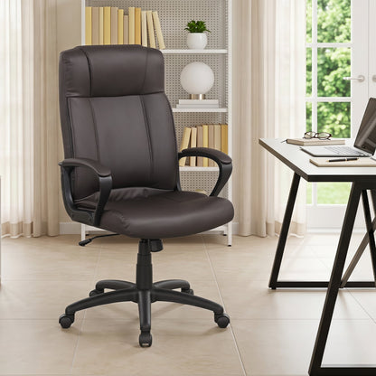 Faux Leather Office Chair with Rocking Function, Brown