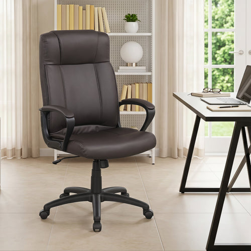 Faux Leather Office Chair with Rocking Function, Brown