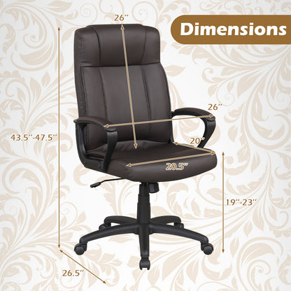 Faux Leather Office Chair with Rocking Function, Brown