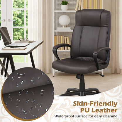 Faux Leather Office Chair with Rocking Function, Brown