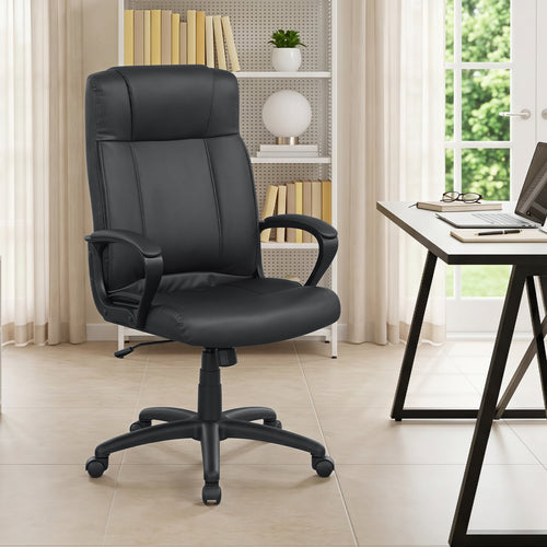 Faux Leather Office Chair with Rocking Function, Black