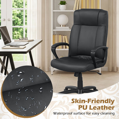 Faux Leather Office Chair with Rocking Function, Black