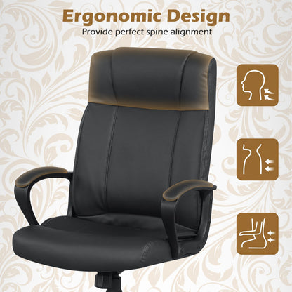 Faux Leather Office Chair with Rocking Function, Black
