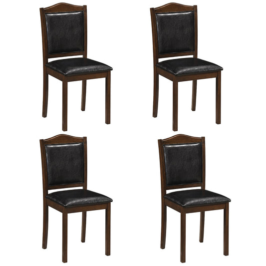 Faux Leather Wooden Farmhouse Dining Chairs Set of 4, Walnut Dining Chairs Walnut at Gallery Canada