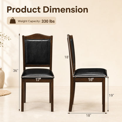Faux Leather Dining Chairs Set of 4, Walnut