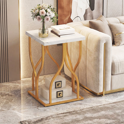 Faux Marble Bedside Night Stand, White Nightstands at Gallery Canada