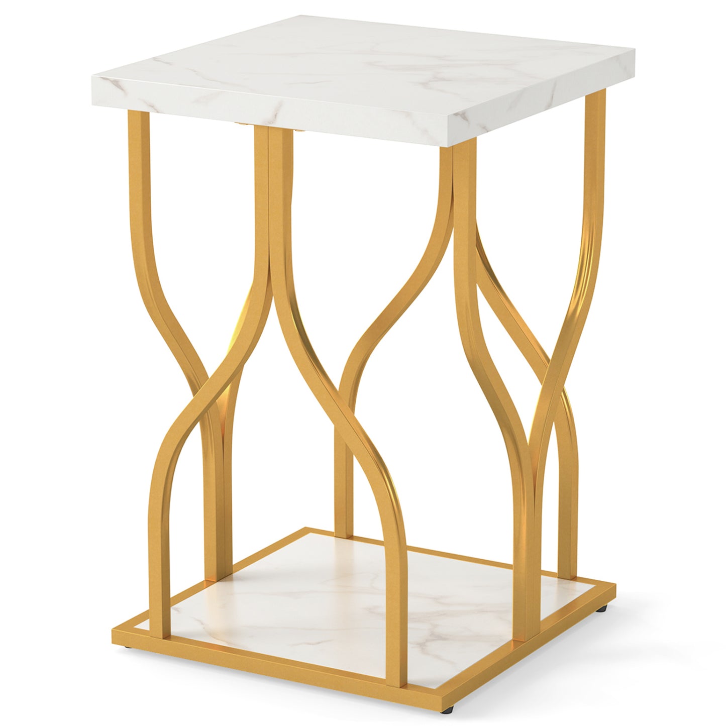 Faux Marble Bedside Night Stand, White Nightstands White at Gallery Canada