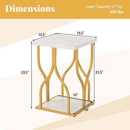 Faux Marble Bedside Night Stand, White Nightstands at Gallery Canada