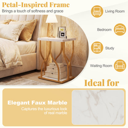 Faux Marble Bedside Night Stand, White Nightstands at Gallery Canada