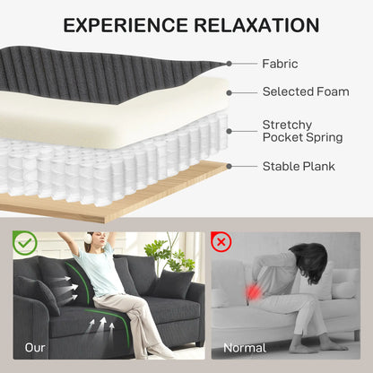 Corduroy Couch, 3 Seater Sofa, Modern Upholstered with Curved Armrests, 8 Removable Pillows, Dark Grey 3-Seater Sofas at Gallery Canada