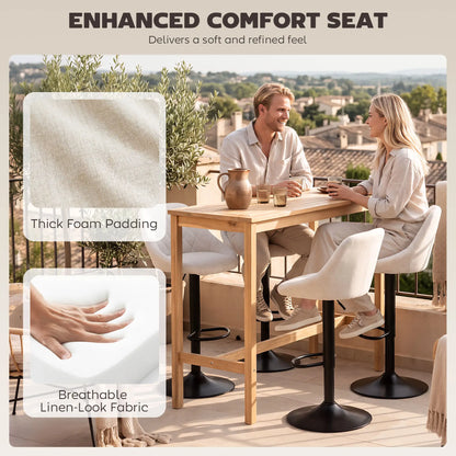 Tabourets de bar pivotants hauteur comptoir Lot de 3, Blanc cassé