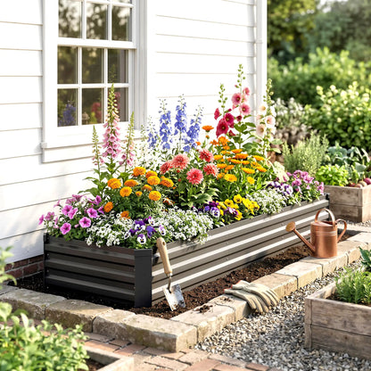 8'x2'x1' Galvanized Raised Bed, Elevated Planter Box, Dark Grey Raised Garden Beds at Gallery Canada