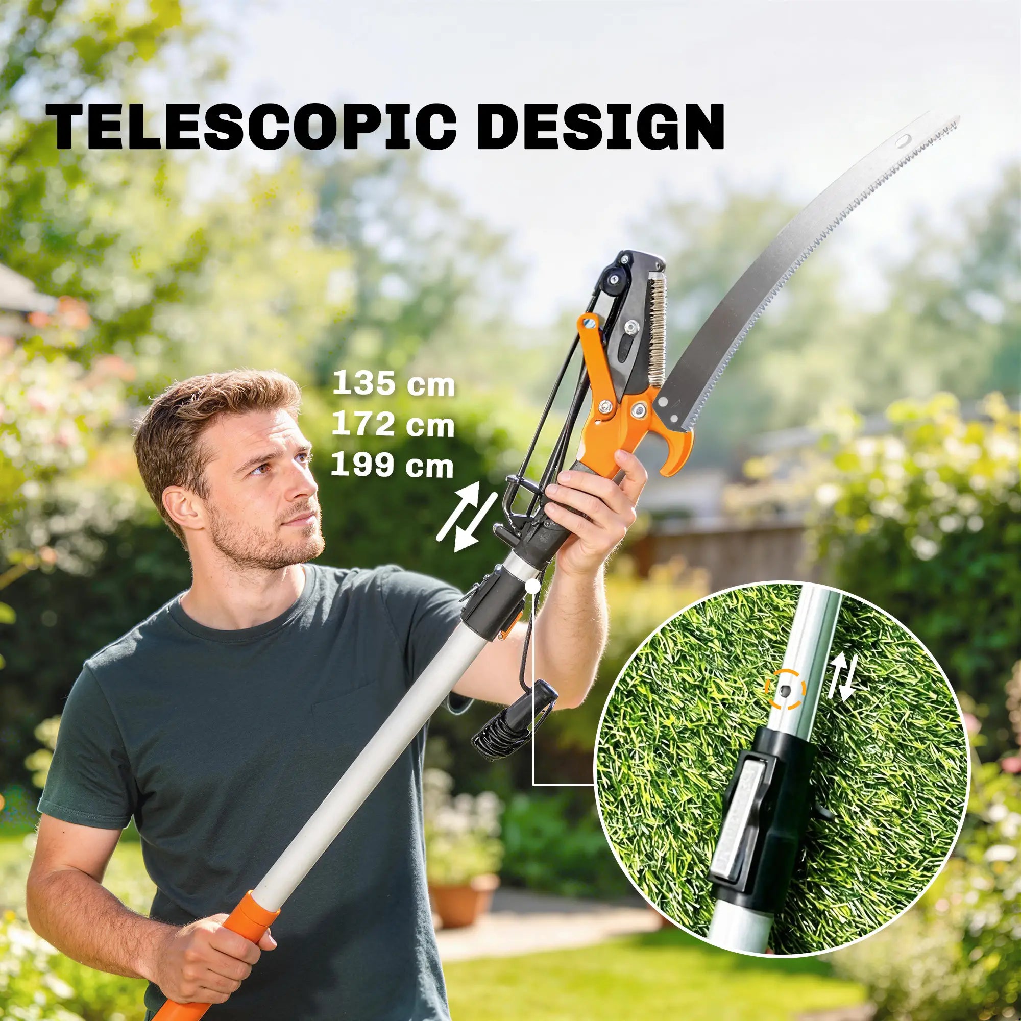 2-In-1 Manual Pole Saw, Hand Pruning Saw, 6.5ft Telescopic Pruner Garden Accessories at Gallery Canada