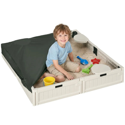 Kids Outdoor Sandbox with Canopy, Fabric Liner, Cream White Sandboxes & Accessories at Gallery Canada