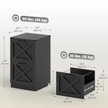 2-Drawer File Cabinet, Silent Slides, Vertical Farmhouse, Black Office Cabinets & Cupboards at Gallery Canada