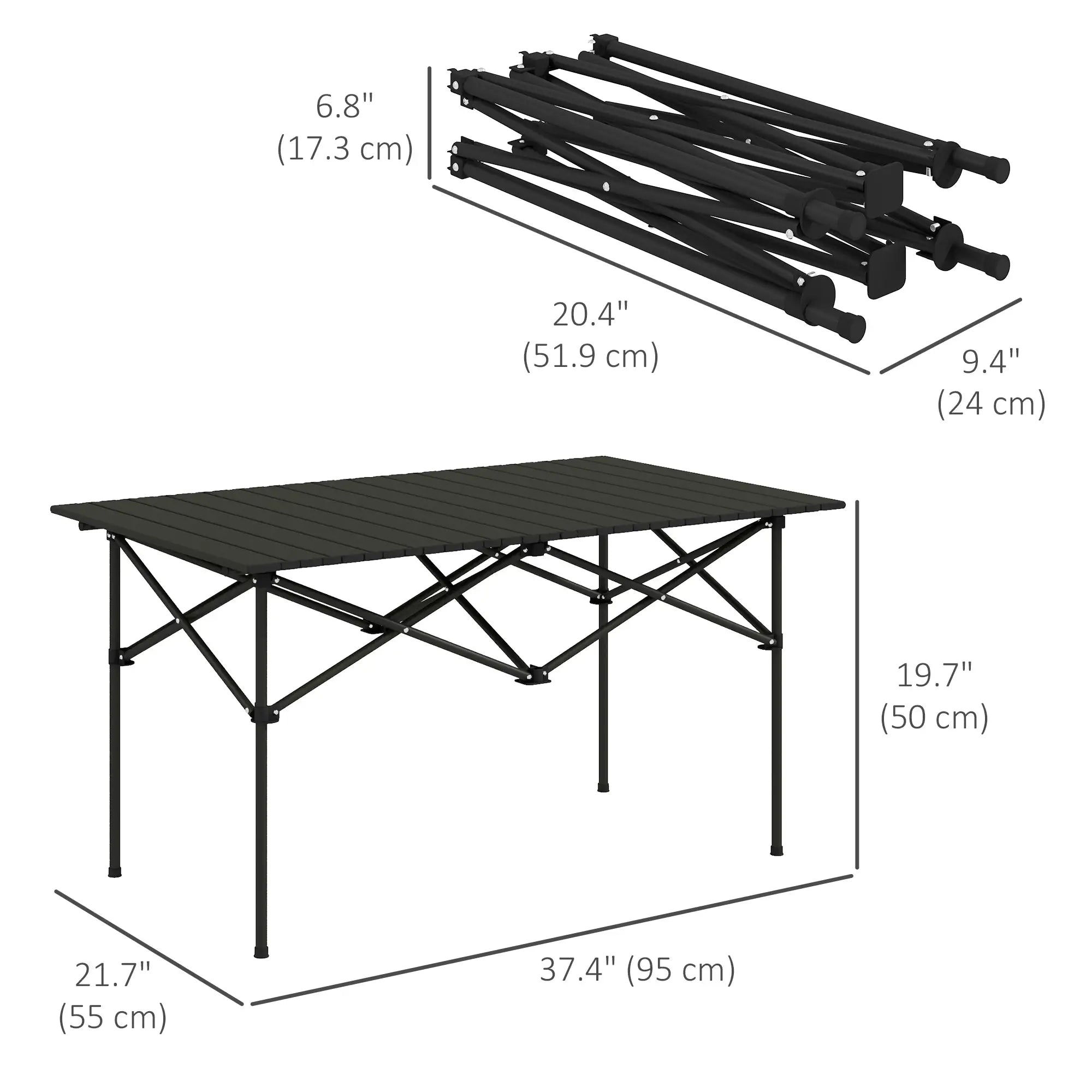 Folding Camping Table, Roll up Top, Carry Bag, Portable, Black Picnic Tables & Camping Chairs at Gallery Canada