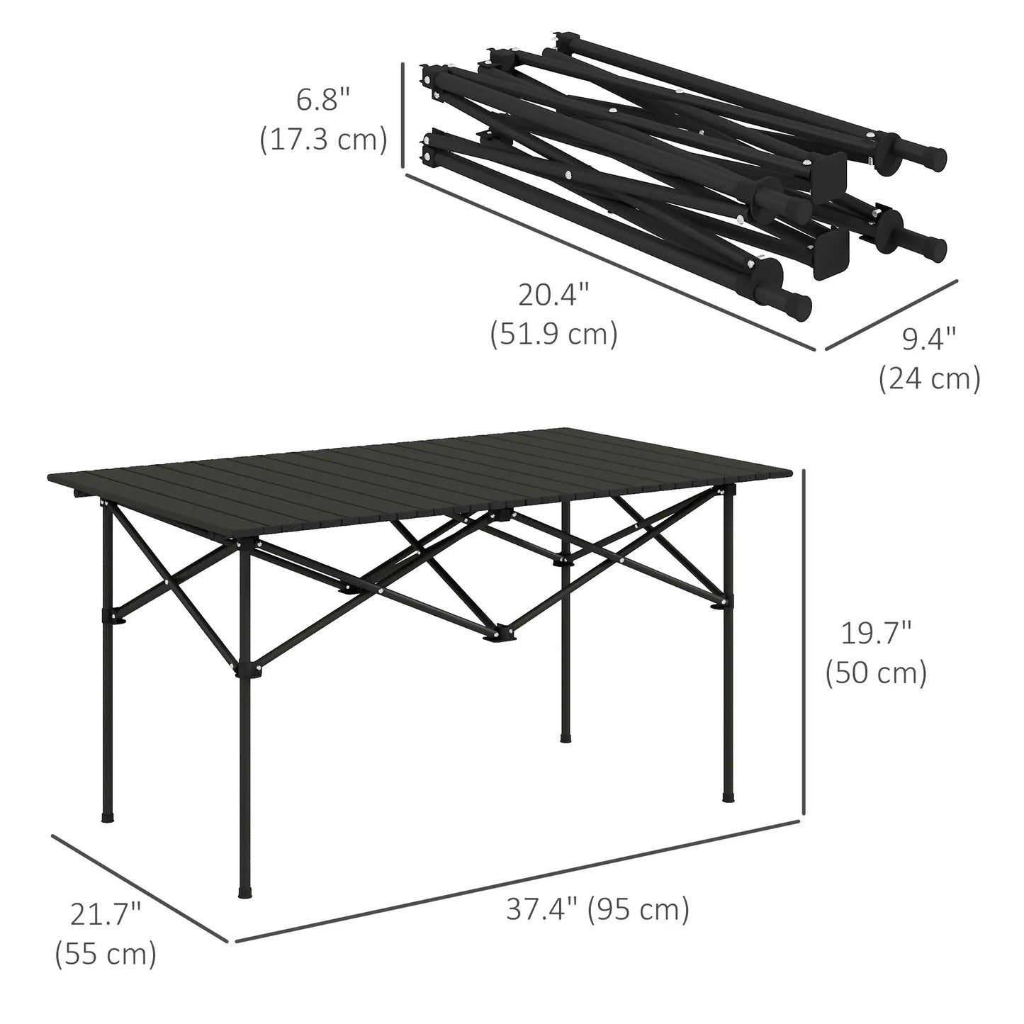 Folding Camping Table, Roll up Top, Carry Bag, Portable, Black Picnic Tables & Camping Chairs at Gallery Canada