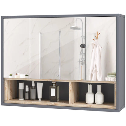 Wall Mounted Medicine Cabinet with Mirror, Shelves, Grey Mirror Medicine Cabinets Grey at Gallery Canada